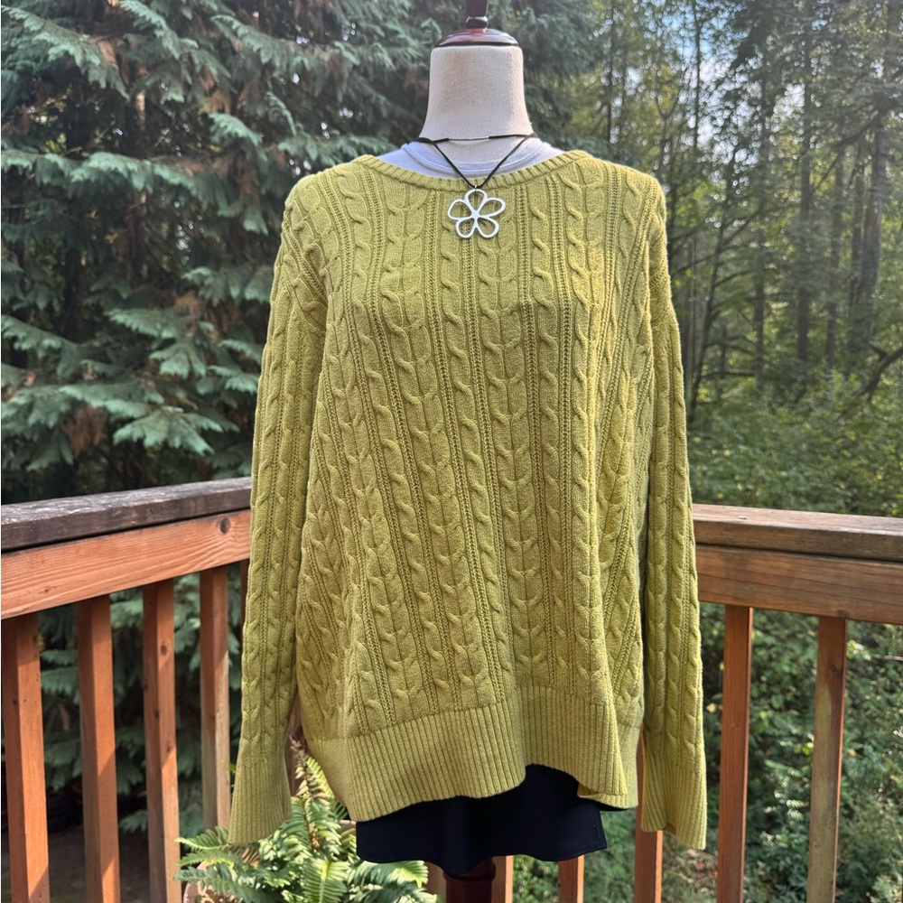 Chartreuse Cable Knit Sweater